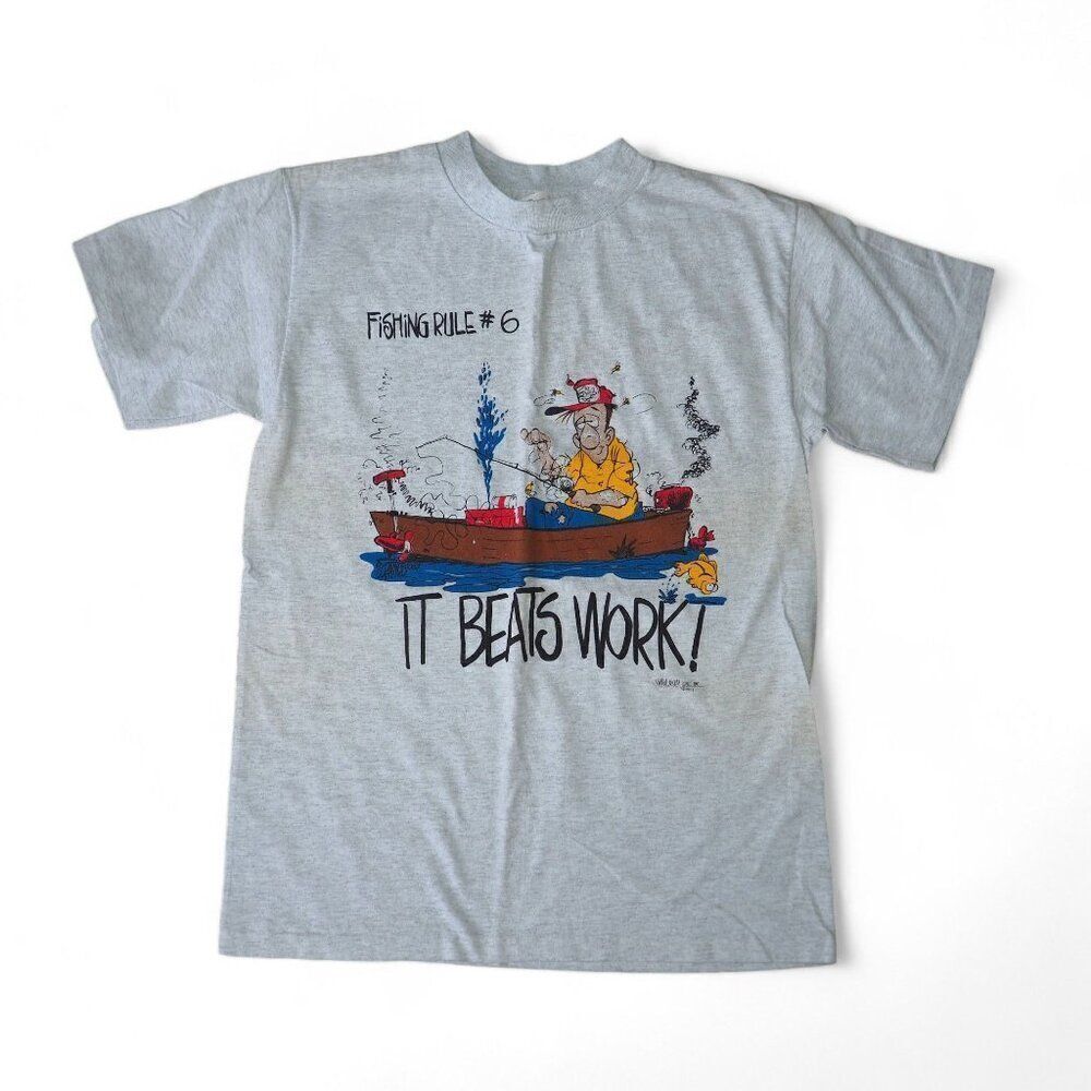 Unbalanced Lines Vintage 90s Fishing Rules #6 Single Stitch T-Shirt Men's M